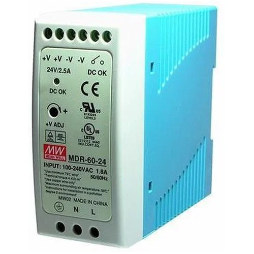 WDR-60-24 Блок питания на DIN-рейку, 24В, 2.5A, 60Вт Mean Well WDR-60-24 Блок питания на DIN-рейку, 24В, 2.5A, 60Вт Mean Well